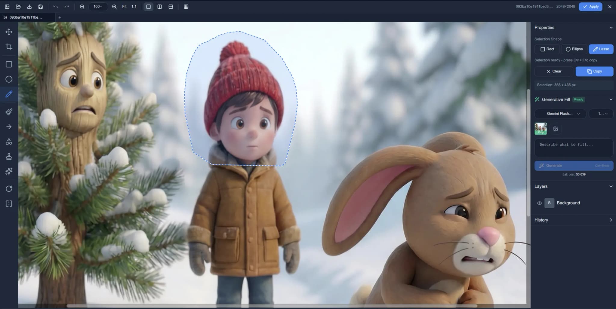 Image Editor - Professional canvas with AI generative fill